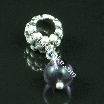 925 Sterling silver european style pendant with gemstone,20x5.5mm,hole:approx 4mm,no ,