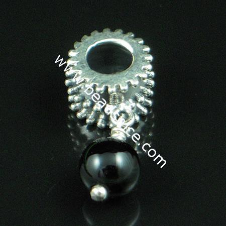 925 Sterling silver european style pendant with gemstone,21x6mm,hole:approx 4.5mm,no ,