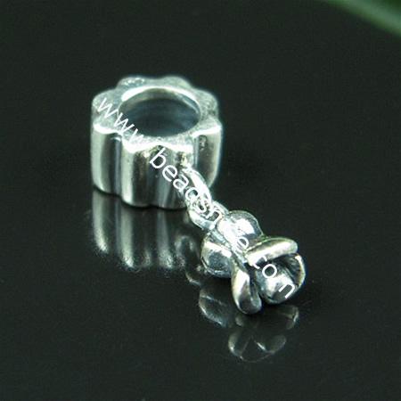 925 Sterling silver european style pendant ,17x4mm,hole:approx 4mm,no ,flower,