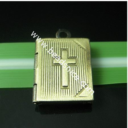 Brass Locket Photo Pendant,Base Diameter:6x10mm,Hole：about 2mm,Lead Safe,Nickel Free,