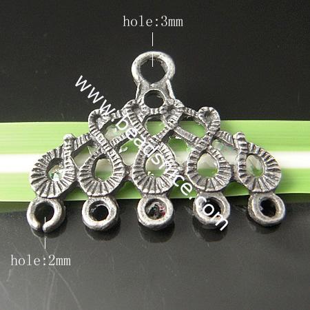 Zinc Alloy Connector/Links,24x29mm,Hole:about 3mm & 2mm,Lead Safe,Nickel Free,