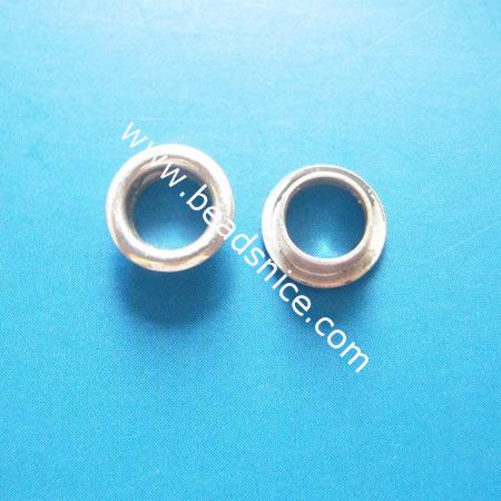 Sterling silver crimp beads, tube, 7.2mm, hole:approx 4.7mm,high 2.5mm,