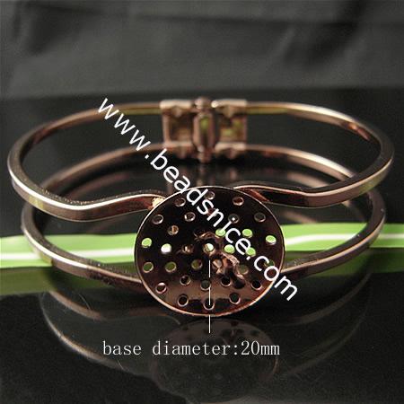 Brass bracelet,Base Diameter:20mm,Inside Diameter:46x61mm,Lead Safe,Nickel Free,