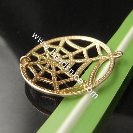 Brass Filigree Pendant ,27x25mm,Hole:about 1mm,Lead-Safe ,Nickel-Free,