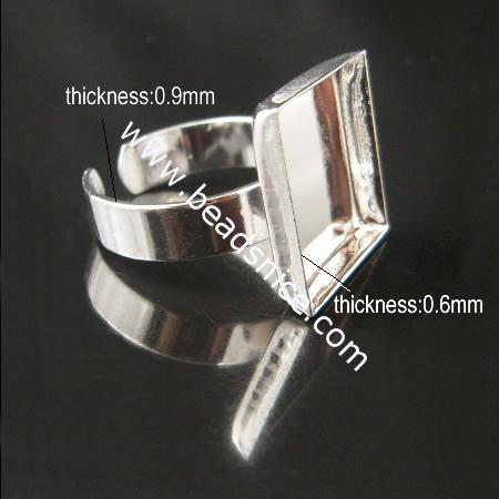 Brass Bezel Ring Settings,size:8 ,lead-safe,nickel-free,square