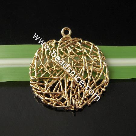 Brass Filigree Pendant ,Hole:about 1mm,23x20.5mm,Lead-Safe ,Nickel-Free,