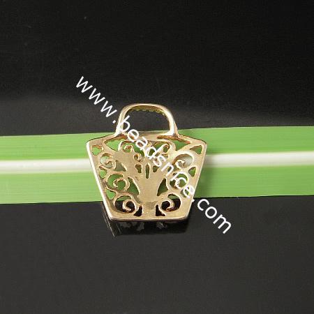 Brass Filigree Pendant,Hole:about 6x3mm,16.5x15.5mm,Lead-Safe ,Nickel-Free,
