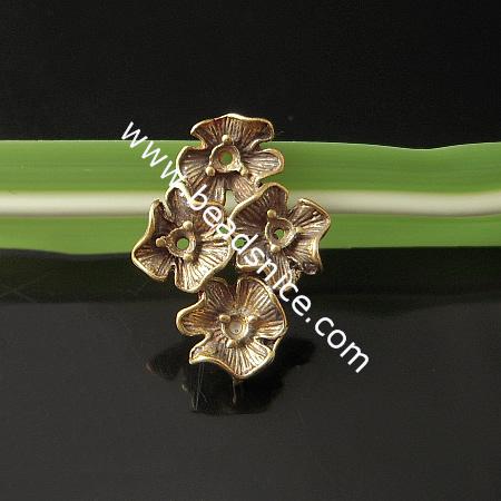Ear rings,brass,flower,flat pad, without earnut, more plated colors for choice