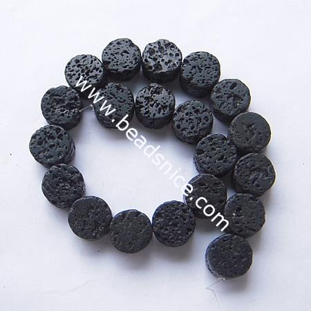 Lava Beads Natural,Flat Round,10x10mm,Hole:about 0.8mm,16 inch,