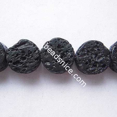 Lava Beads Natural,Flat Round,Hole:about 0.8mm,16 inch,
