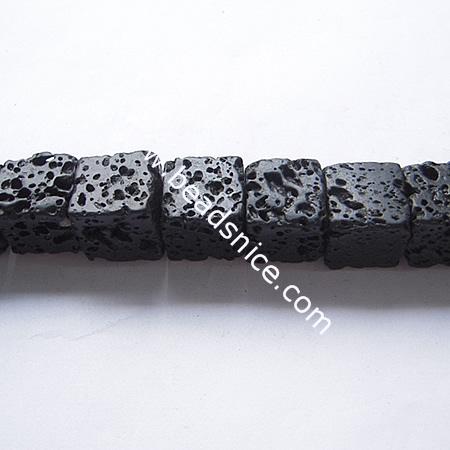 Lava Beads Natural, Squre,Hole:about 0.8mm,16 inch,