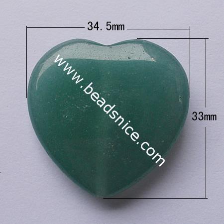Aventurine green natural,33x34.5x9mm,16 inch,hole:about 1mm,heart,