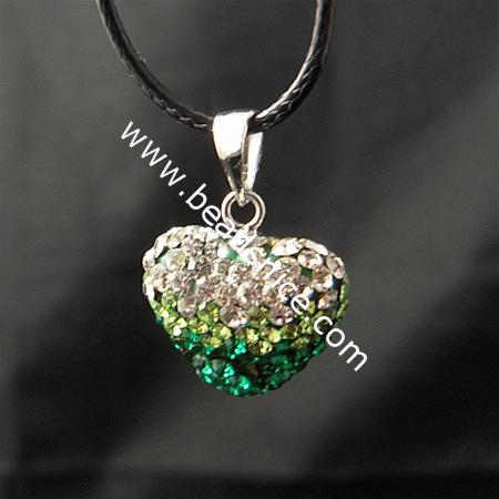 Sterling Silver with  crystal pendant,25x14x9mm,hole:approx 3x5mm,heart,