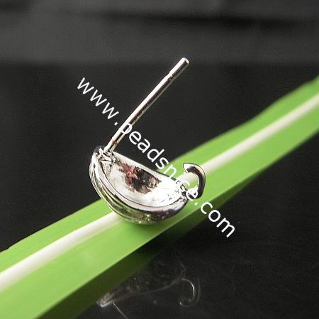 Stud Earrings,without earnut & with steel pin, more plated colors for choice, cadmium free