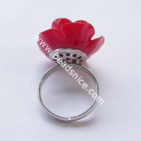 Resin brass finger ring,size:6,flower