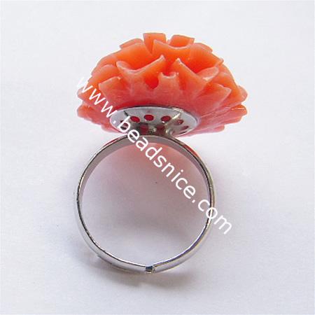 Resin brass finger ring,size:6,flower