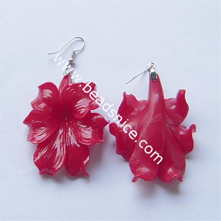 Fashion earring hook plastic resin red flower rings for women wholesale jewelry findings more styles for you choice