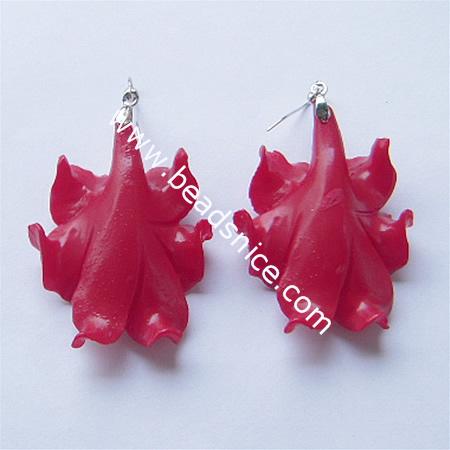 Fashion earring hook plastic resin red flower rings for women wholesale jewelry findings more styles for you choice