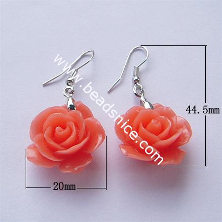Earring hook earwire rose flower drop earrings wholesale fashion jewelry findings plastic assorted styles for choice