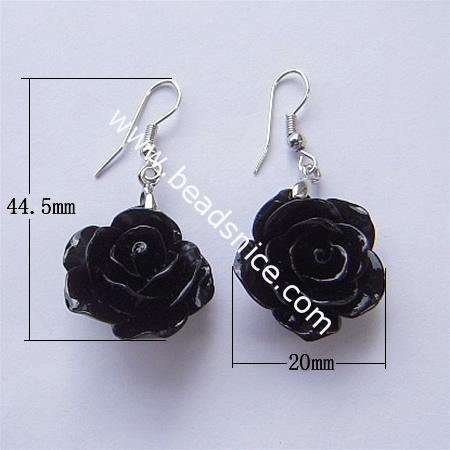 Drop earring black rose earring hook ear wire wholesale vintage earrings jewelry findings gift for her elegant and noble style