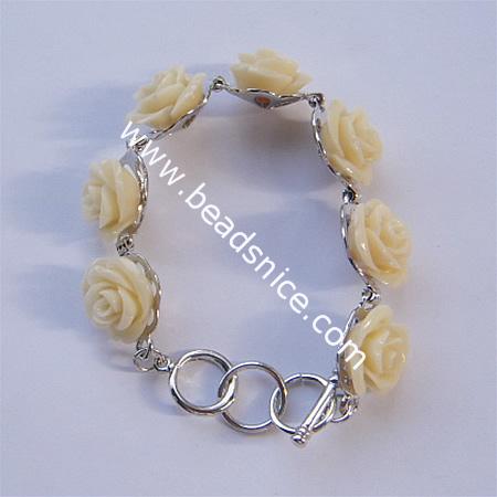 Plastic bracelet,flower:17mm,length:7.5 inch,