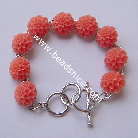 Plastic bracelet,flower:12mm,length:7 inch,