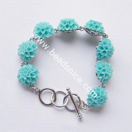 Plastic bracelet,flower:15mm,length:7.5 inch,
