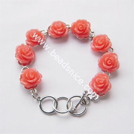 Plastic bracelet,flower:15mm,length:7.5 inch,