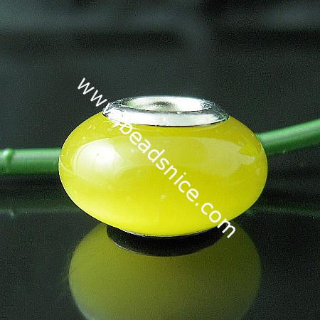Cat Eye European Beads, With Brass Core, Rondelle,14mm,Hole:about 5mm,