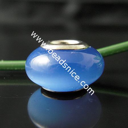 Cat Eye European Beads, With Brass Core, Rondelle,14mm,Hole:about 5mm,