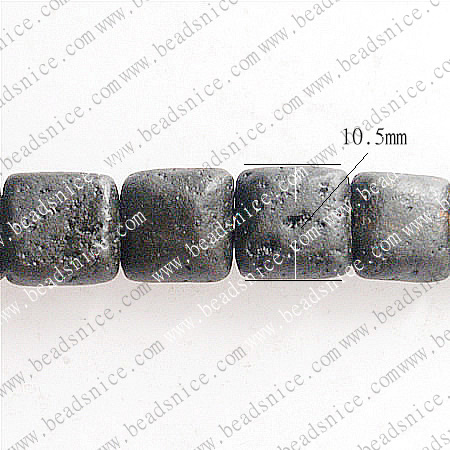 Lava beads Natural ，Square，10.5X10.5X6mm，hole:1.2,16 inch,
