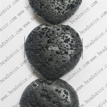 Lava beads Natural ，Heart，40x40x14.5mm，hole:1.5,16 inch,