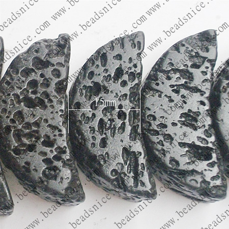 Lava beads Natural ，Half-moon，15x36x14mm，hole:1.5,16 inch,
