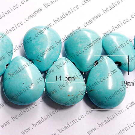 Synthetic Turquoise,Teardrop,14.5X19X7mm，hole:1.5mm, 16inch