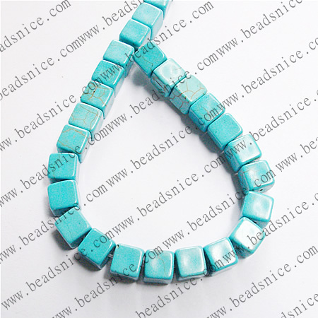 Synthetic Turquoise,Square,8X8mm，hole:1.2mm, 16inch