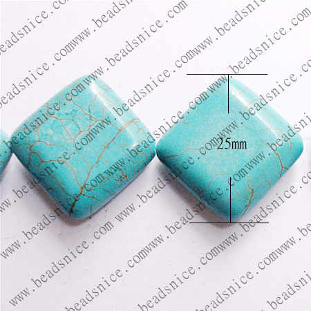 Turquoise Natural,Diamond,25X25mm,hole:1.5,16inch