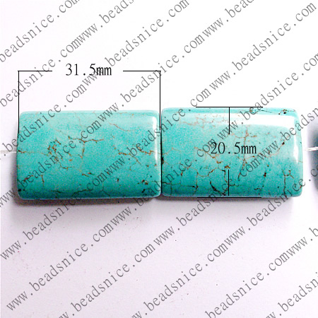 Turquoise Natural,Rectangle,20.5X31.5X8.5mm,hole:1.5,16inch