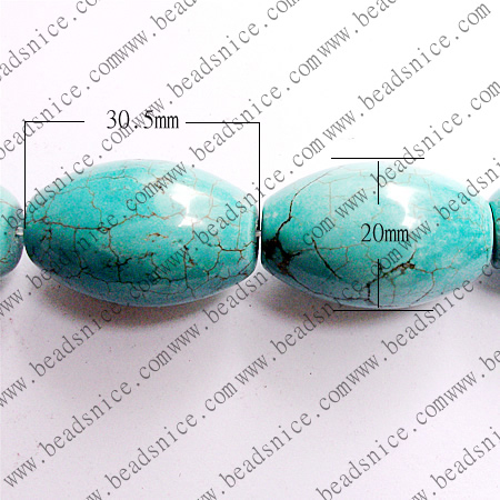 Turquoise Natural,Round tube,20X30.5mm,hole:1.5,16inch