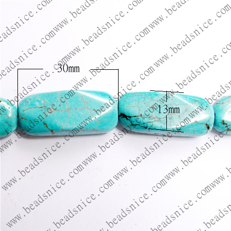 Turquoise Natural,Rectangle,13X30X7mm,hole:1.2,16inch