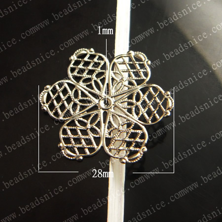 Brass Filligree Components,Flower,28X28X0.8mm,hole:1mm,