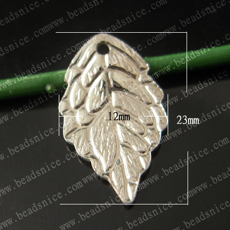 Brass Filligree Components，Leaf,12x23x1mm,hole:1mm,