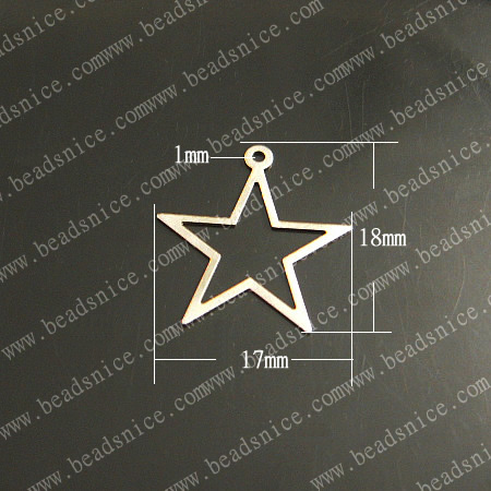 Brass Filligree Components，Star,17x18x0.5mm，hole:1mm,