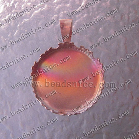 Brass Cabochon Pendant Setting,fits 25mm round,Hole:about 4.5x7.5mm,Lead-Safe,Nickel-Free, rack plating,