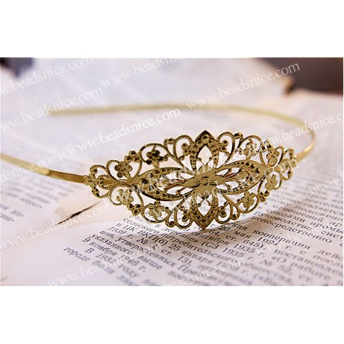 Filigree Hairpin Clips,Brass, Filigree 82mm x 35mm,Width of the band about 3mm