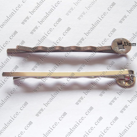 Bobbie Pins,Iron, Pad Size:10mm,Overall Length: 2 1/4 Inches