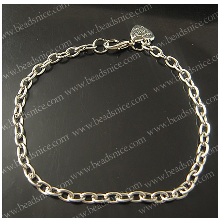 Bracelet,Iron,with alloy pendant,4X5.5X1mm.8inch