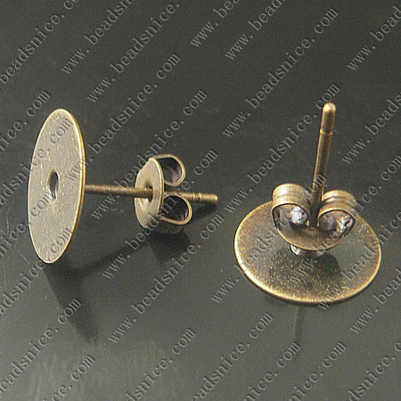 Findings for earrings, flat pad, without earnut, more plated colors for choice,round