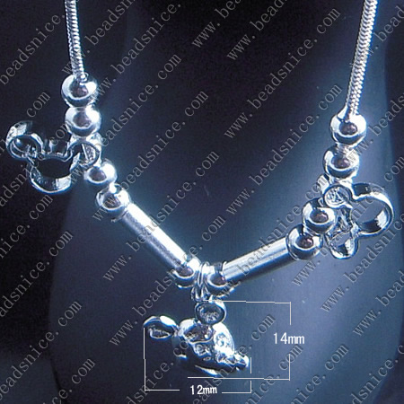 Necklace Chain,Brass, 1.2mmX7 inch with 2 inch adjustable chain , Clasp：6mm,ture:3mm,12X14mm,