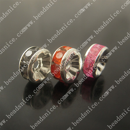 Rhinestone  Rondell Beads,B grade,Round,7X7X3.5mm,hole:1.5mm,
