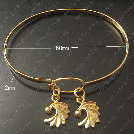 Bracelet, Brass,2mm,7.5inch,pendant:6X18mm,